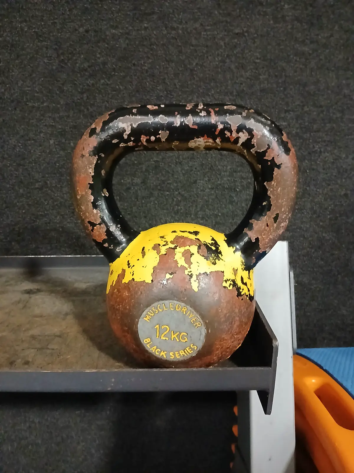 Kettlebell on the floor of a gym