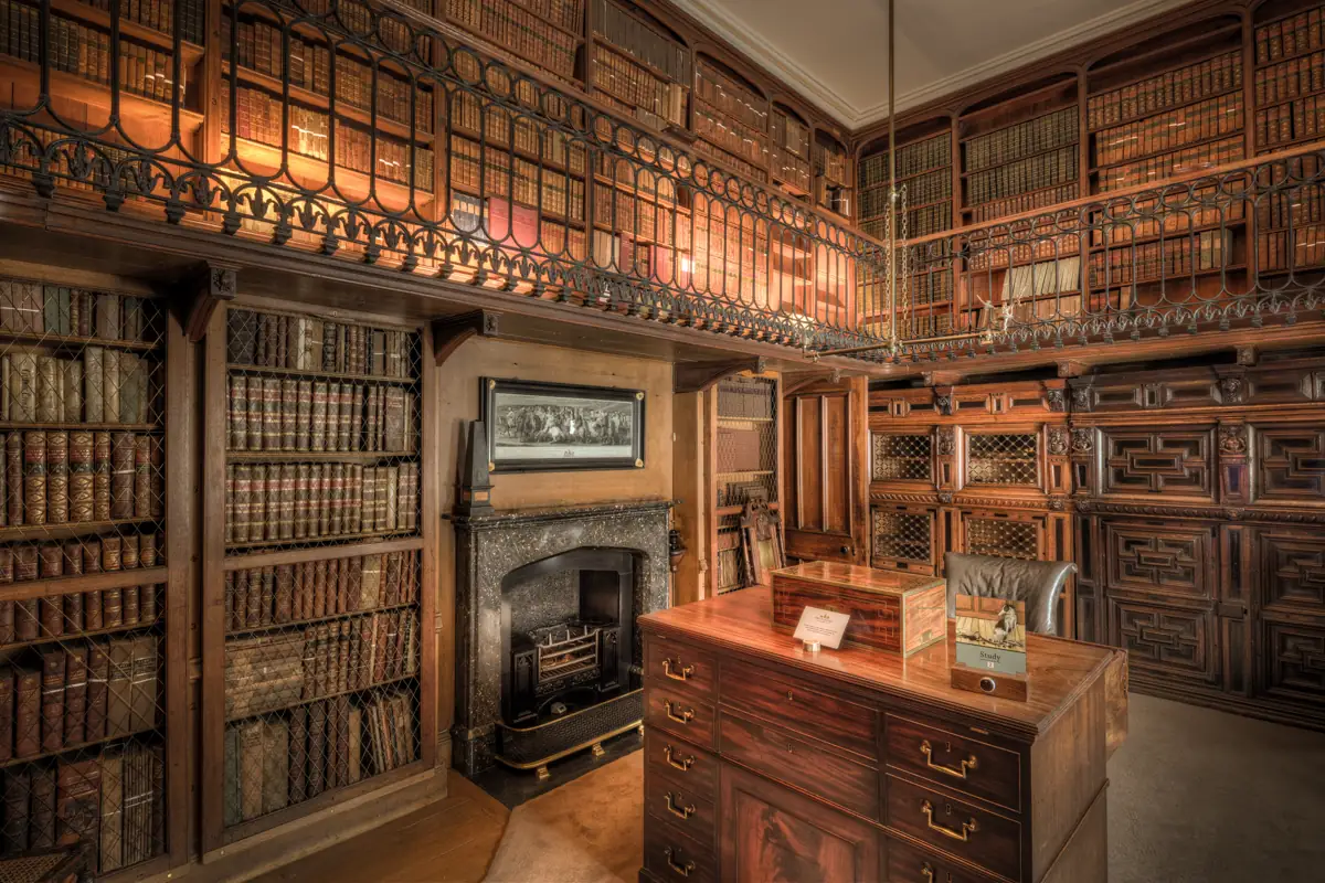 Book-lined study room at Abbotsford House