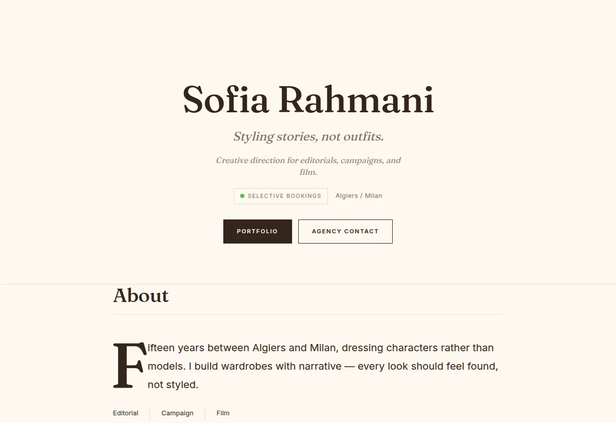 Editorial Luxe — a real ownz page using this template