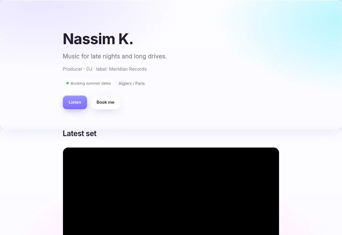 Glassmorphism — a real ownz page using this template