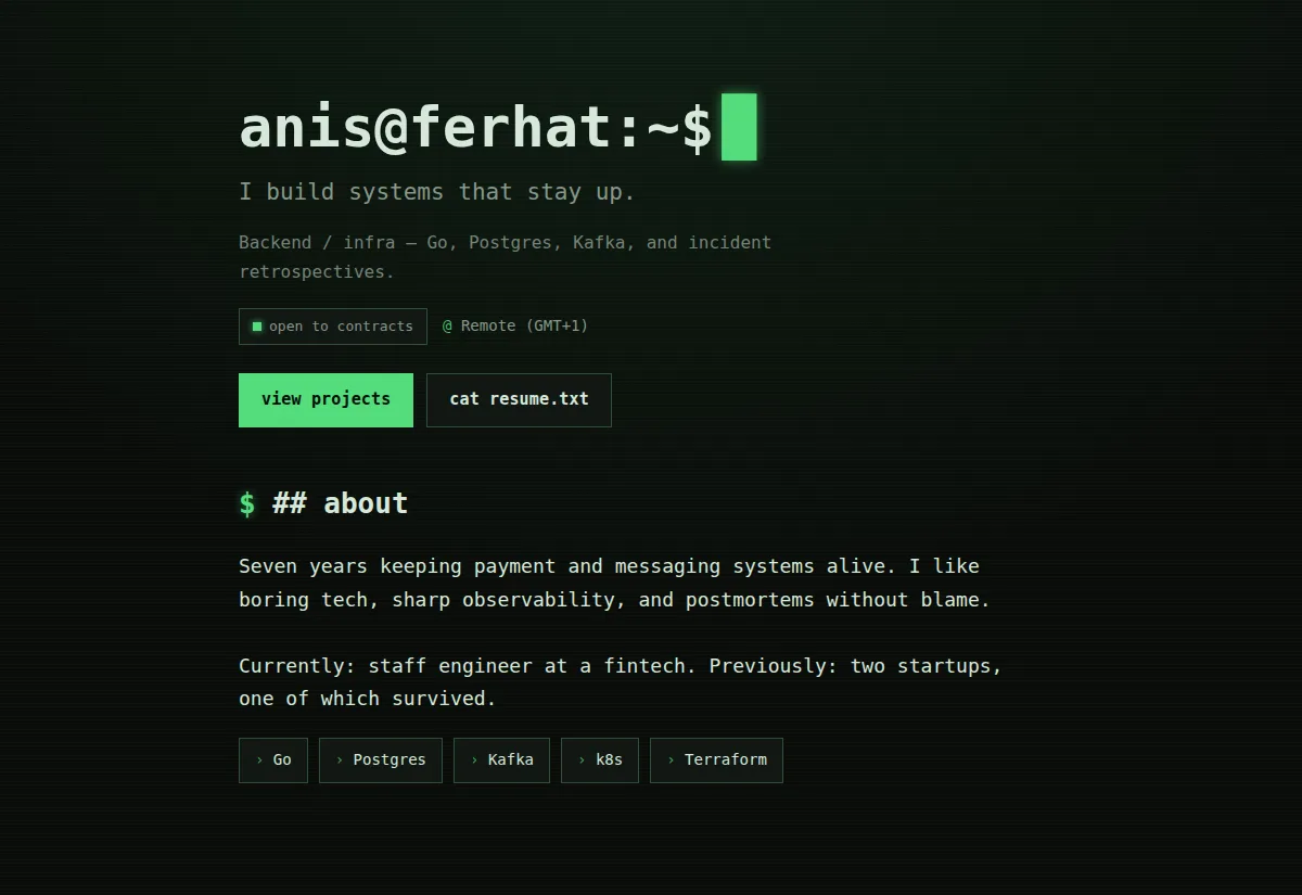 Terminal — a real ownz page using this template