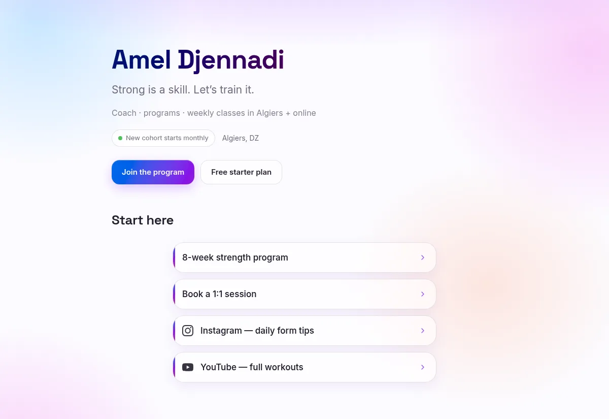 Vibrant Gradient — a real ownz page using this template
