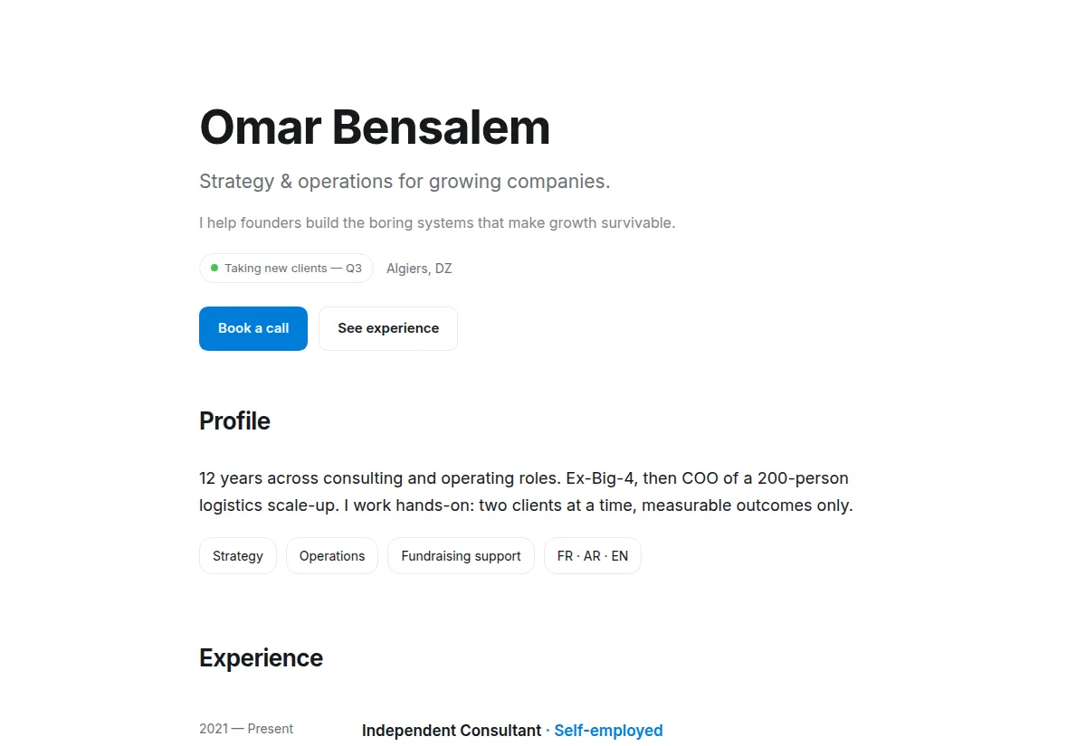Clean White — a real ownz page using this template